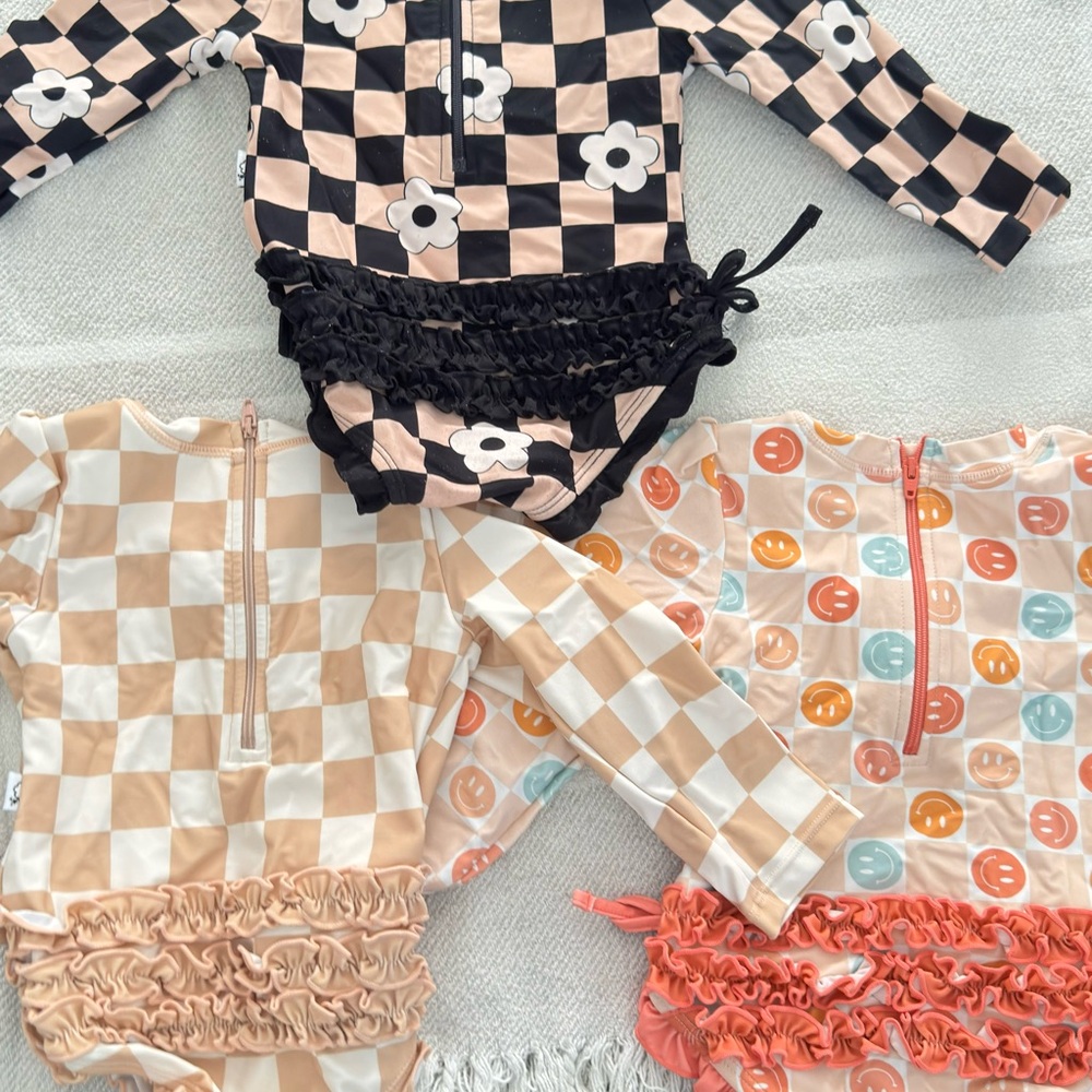 Toddler Girl One-Piece Swimsuit Set - Mixed Prints Ruffle Butts 12-18 months - Picture 5 of 5